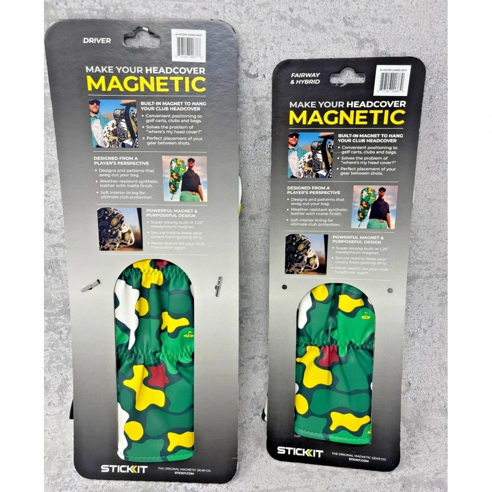 NWT StickIt Magnetic Golf Headcovers Camo Driver + Fairway‎ Hybrid Set